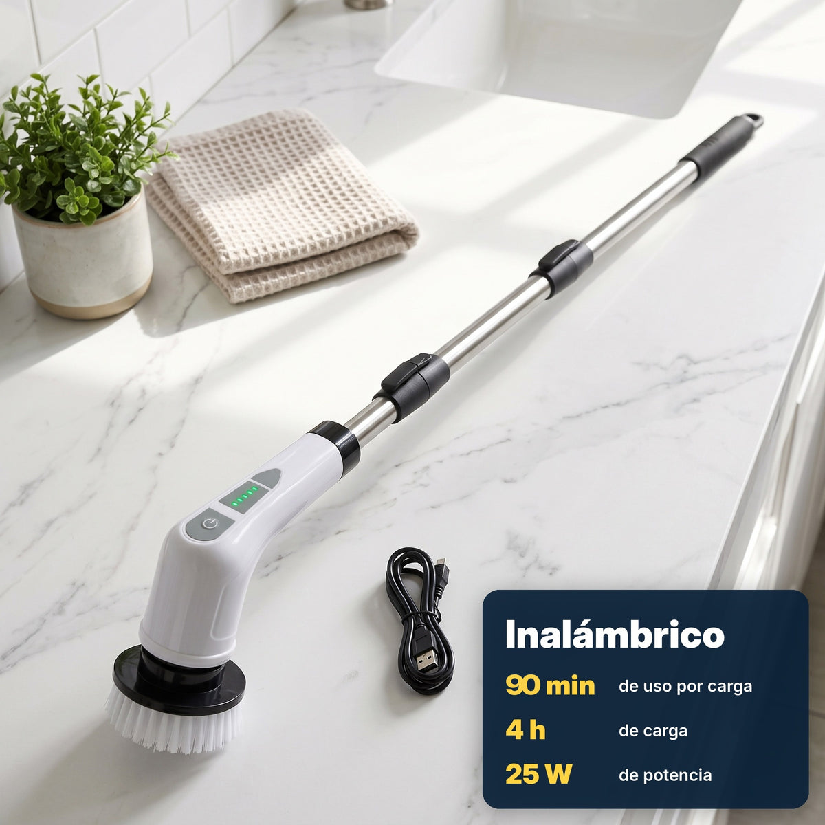 Limpiador eléctrico giratorio para baño, paredes y suelos